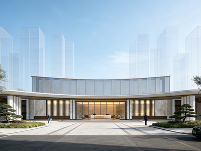 现代简约小区建筑 小区大门 小区出入口 示范区大门 示范区入口 示范区景观