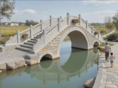 乡村改造 乡村三孔桥 景观人行桥