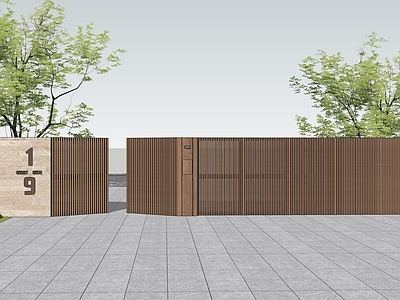 现代简约入口大门 景观大门 庭院大门 现代大门