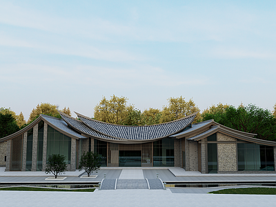 新中式古建筑 新中式古建筑 文化馆 乡村民宿庭院 民宿 活动中心