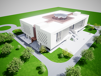 现代主义图书馆建筑 文化活动中心 图书馆 公共建筑 地标
