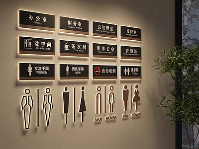 现代简约标识标牌 指示牌 卫生间指示牌 办公室门牌 请勿吸烟 导视标识