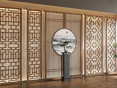 新中式屏风 新中式屏风 端景