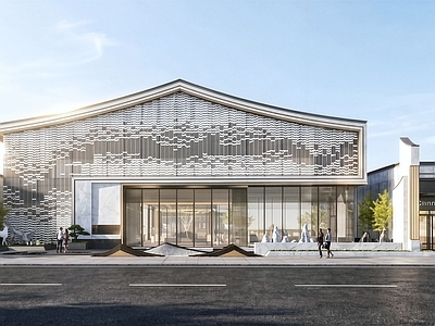 新中式售楼处建筑 建筑表皮 新中式 会所 营销中心 示范区