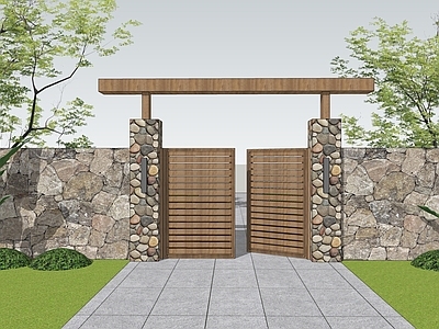 自然主义景观入口大门 现代大门 庭院大门  景观大门