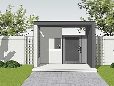 现代简约入口大门 现代大门 庭院大门 景观大门