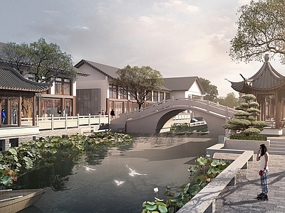 新中式文旅项目景观 中式庭院