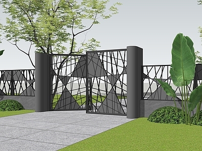 现代简约入口大门 景观大门 庭院大门  现代大门