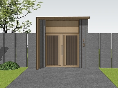 新中式入口大门 现代大门 庭院大门  景观大门