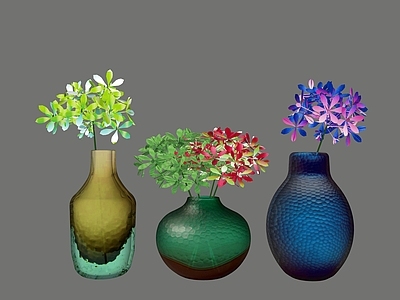 现代简约花瓶 玻璃花瓶 花束