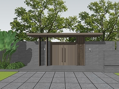 现代简约入口大门 庭院大门  现代大门  景观大门