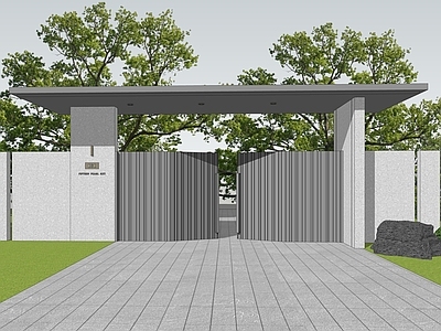 现代极简入口大门 景观大门 现代大门  庭院大门