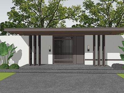 新中式入口大门 庭院大门  现代大门  景观大门