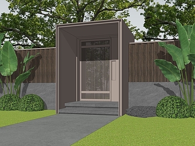 新中式入口大门 庭院大门 现代大门  景观大门