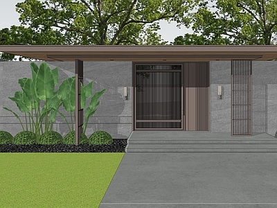 新中式门卫室 景观大门 现代大门  庭院大门