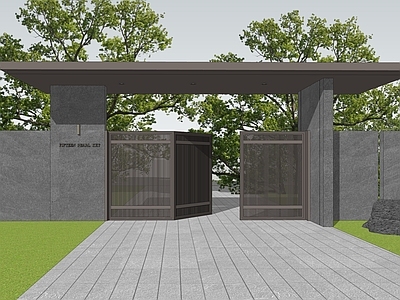 新中式入口大门 庭院大门 现代大门 景观大门