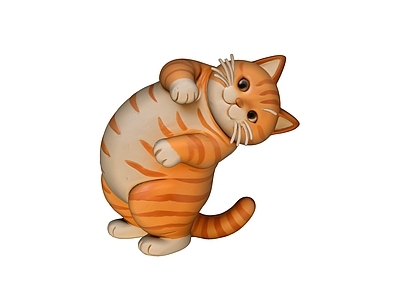 软萌卡通其他摆件 条纹橘猫 懒猫 雕塑 美陈