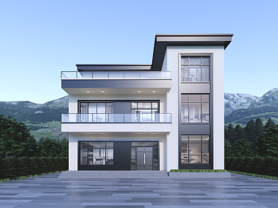 现代简约独栋别墅 自建房 二层半自建房 独栋别墅