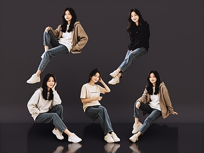 现代简约多人 2D现代坐姿人物 坐姿美女 商务美女 休闲美女 时尚坐姿美女
