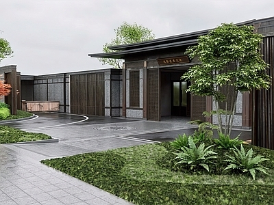 新中式入口大门 新中式入口门楼 新中式车库入口 中式地库入口廊架