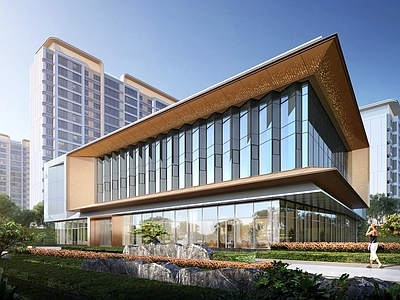 现代售楼处建筑 风格售楼处 营销中心 城市展厅