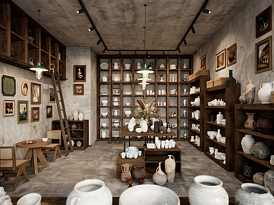 侘寂风陶瓷展厅 新中式陶瓷展厅