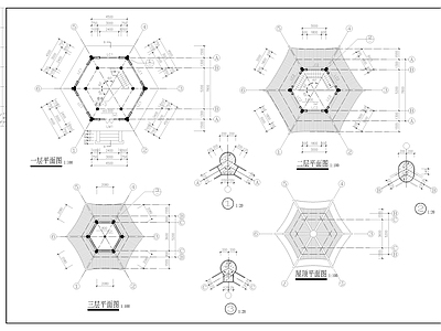 亭子 六角亭 古建六角亭 古建 木结构