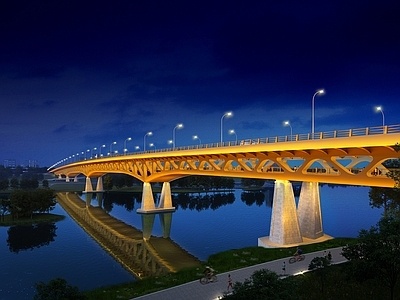 现代主义天桥 景观桥夜景亮化