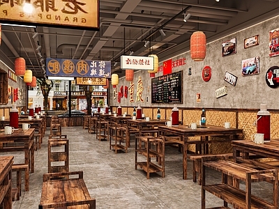 复古风火锅店 市井风 地摊风 复古风 火锅店