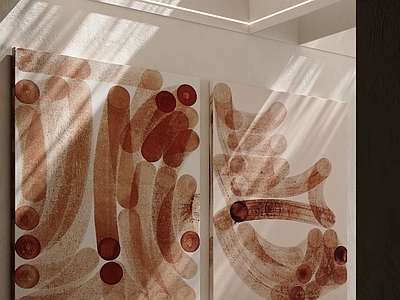 侘寂风挂画组合 卧室挂画 中古挂画 意式挂画 奶油挂画 抽象画