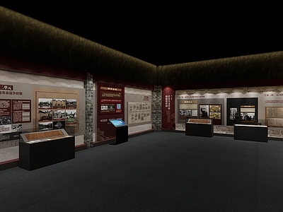 复古革命历史展厅 军史博物馆 历史革命展厅 红色展厅 红色展墙 博物馆展柜