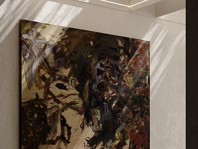 侘寂抽象画 中古挂画 油画 茶室挂画 抽象画 卧室挂画