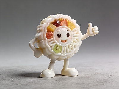 奶油风其他摆件 月饼 雕塑 美陈 AI渲染 摆件