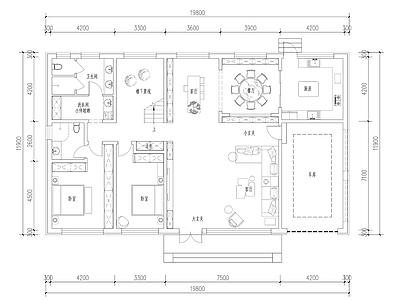 别墅建筑 自建房 二层别墅 五开间 大面宽小进深