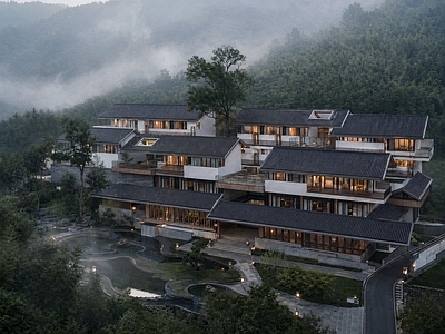 新中式民宿建筑 民宿 酒店 山地酒店 山地民宿 新中式民宿