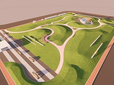 现代简约景观公园 口袋公园 街头游园 游园 公园