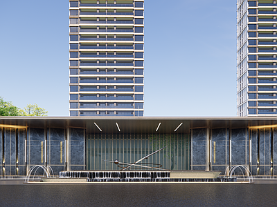 现代轻奢售楼处建筑 越秀金悦文华 入口示范区 现代高层豪宅