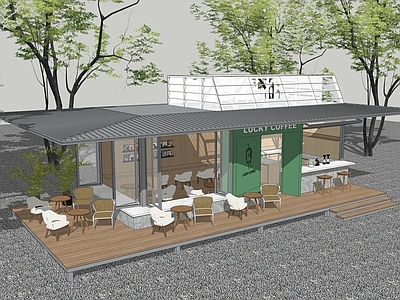现代简约餐饮建筑 咖啡厅 非标商业 临时建筑 钢结构建筑 森林咖啡厅