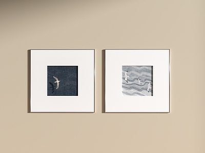 现代挂画 现代中古挂画  现代中古风装饰画 蓝色挂画