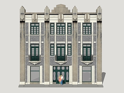 Art Deco 装饰艺术风格 风格建筑 欧式商业建筑 海派商业建筑 怀旧建筑立面 商业建筑立面
