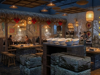 新中式中餐厅 国潮风火锅店 主题火锅店 主题餐厅 城墙主题餐厅