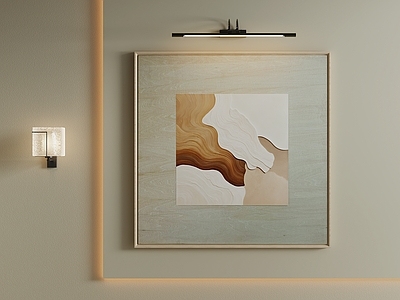 奶油风玄关 原木风装饰 诧寂装饰画 方形挂画 中古油画 床头肌理画