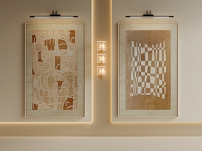 现代挂画 抽象画 油画 肌理画 长条挂画