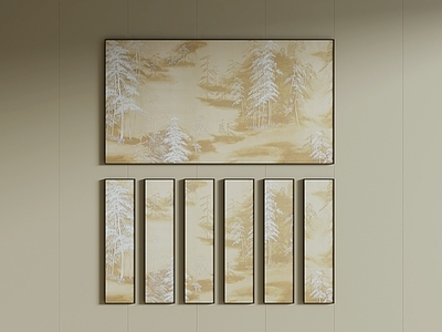 新中式挂画组合 禅意挂画组合 山水画组合 茶室装饰画组合
