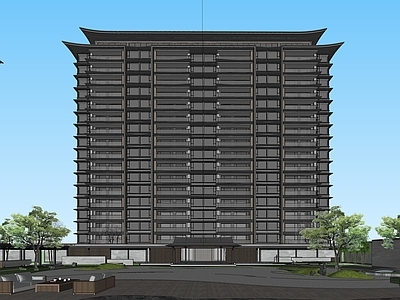 新中式小高层住宅楼 中式高层住宅 宋风 建发