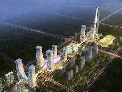 现代主义鸟瞰规划 鸟瞰规划 公共建筑规划