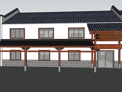 新中式民宿建筑 古建门头木结构