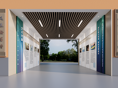 新中式学校展厅 学校大厅 校园文化 艺术大厅 校园通道 小学文化大厅