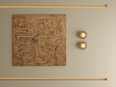 奶油风油画 抽象画 肌理画 玄关装饰画 壁灯 油画
