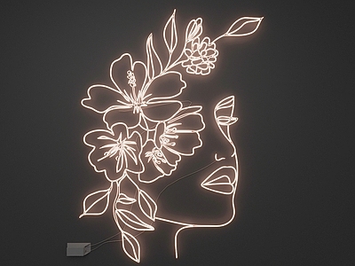 极简霓虹灯 霓虹灯 发光花朵 人像
